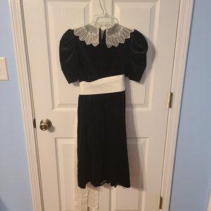 Joan Calabrese Black Velvet Polka dot Dress Size 10